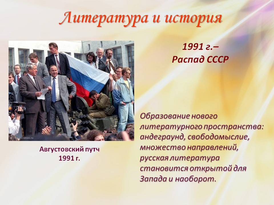1991 г.– Распад СССР