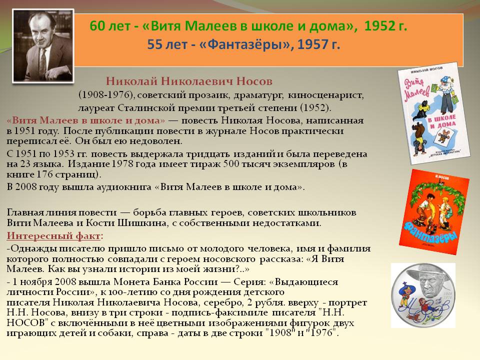 60 лет - «Витя Малеев в школе и дома»