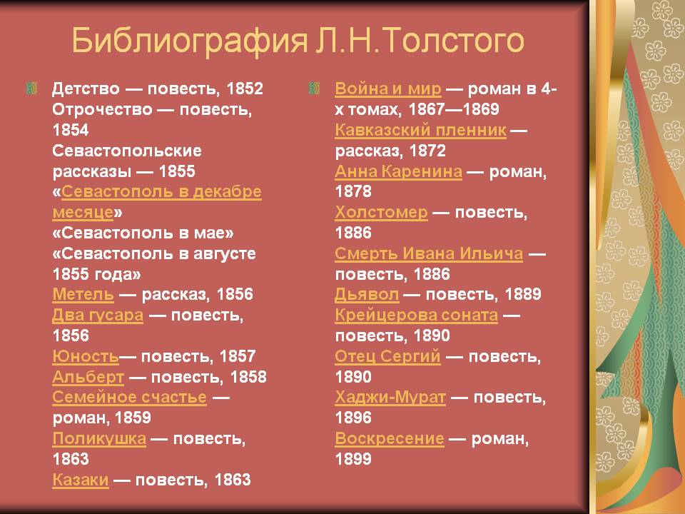 Библиография Л.Н.Толстого